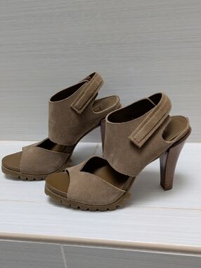 Pedro Garcia Taupe Suede High-Heel Sandals